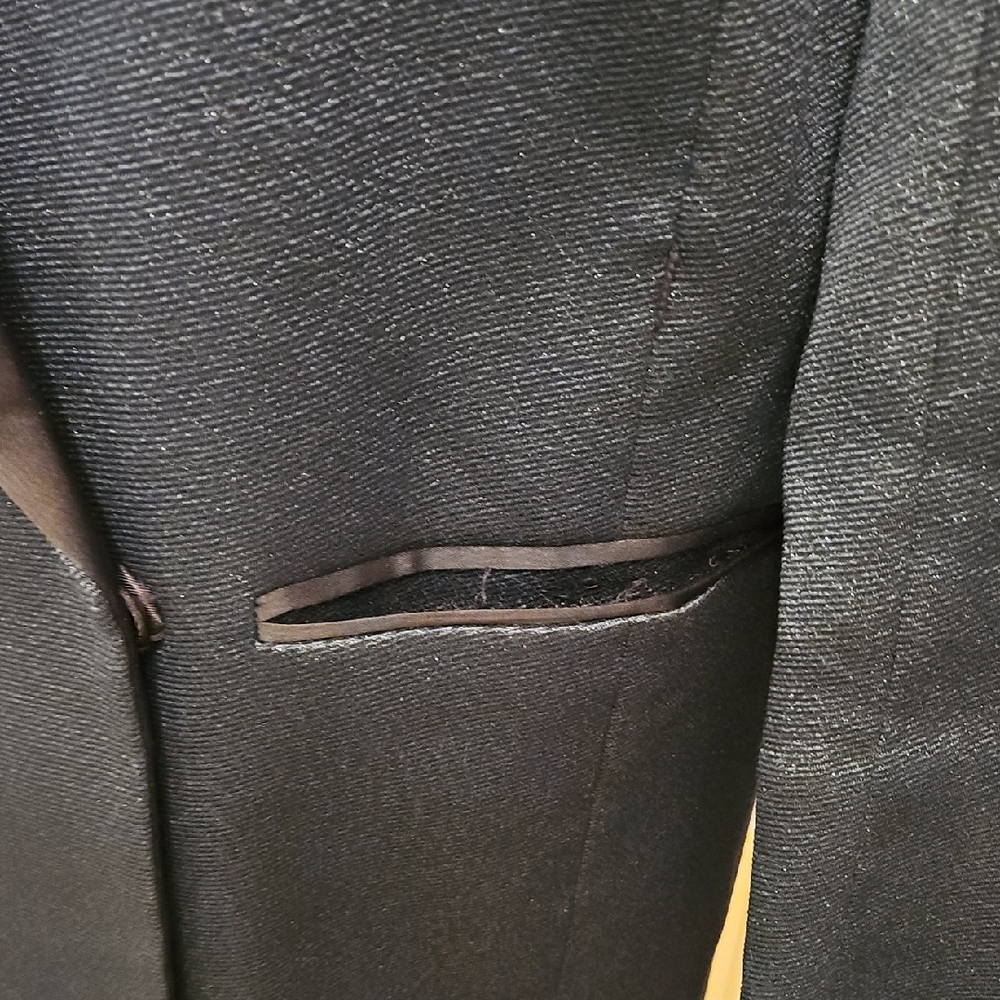H&M Women's Dark Blue Sparkle Blazer with Black Satin Lapel - Picture 6 of 10